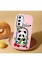 Samsung Galaxy A54 Compatible Case Camera Protector Pink Silicone Couple Phone Case with Panda Pattern - 2