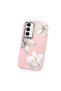 Samsung Galaxy A25 Compatible Case Camera Protector Pink Silicone Couple Phone Case with Floral Pattern - 3