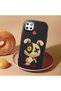 Realme C25 Compatible Case Camera Protector Black Silicone Couple Phone Case with Character Pattern - 2