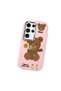 Samsung Galaxy S24 Ultra Compatible Case Camera Protector Pink Silicone Couple Phone Case with Bear Pattern - 3