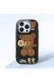 iPhone 15 Pro Compatible Case with Camera Protection Black Silicone Couple Phone Case with Bear Pattern
