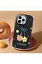 iPhone 14 Pro Compatible Case Camera Protector Black Silicone Couple Phone Case with Bear Pattern - 2