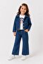 Girl's Heart Detailed Jean Top and Bottom Set