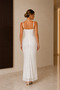 Women's Pearl White Sequined Thin Strap V-Neck Long Evening Dress - 3