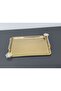 Figured, Metal-Handled, Stainless Steel Rectangular Tray Luxury Presentation Tray Light Gold-Silver - 4