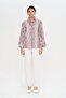 Women's Striped Burgundy Tie-Dye Patterned Flowy Shirt - 3