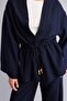 Relax Fit V-Neck Linen Blend Long Sleeve Safari Shirt F6151Ax26Sm - 4