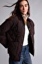 Oversized Water Repellent Velvet Collar Pocketed Quilted Jacket Coat H2881Ax26Au
