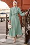 Layered Detailed Elastic Waist Belted Dress Mint Hm2947 - 4