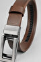 Genuine Buffalo Leather Men's Belt with Automatic Buckle and No Holes - Light Brown