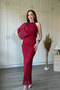 One-Shoulder Halter Neck Draped Elegant Shimmering Maxi Tulle Burgundy Dress