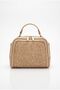 Front Zippered Hand and Shoulder Bag Mink Straw Arm180