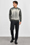 Men's Crew Neck Long Sleeve Cotton Gray Knit Sweater - 4