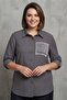 Trend42Plus Plus Size Striped Brown Shirt with Pocket Mesh and Stone Detail - 4