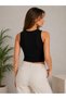 Women's Fitted/Wide Ribbed Halter Neck Ribbed Stretch Knitted Crop Blouse - 2