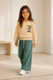 Girl's Front and Back Printed Two-Thread Brushed Sweatshirt Wide-Leg Sweatpants Set - 3