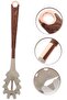 Long-handled pasta spoon with serrated edges for hanging, wood color, 32 cm. - 4