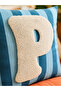 Punch Embroidered Throw Pillow Cover - 43*43 cm - Blue Letter P - Pnk001 - 2