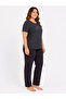 Large Size Women's Summer Short Sleeve Awesome Anthracite Pajama Set - 3