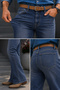Premium Series: Men's Retro Flare Bootcut Jeans - Wide Leg Stonewashed Denim Pants C370-A.Blue - 3