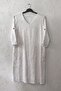 White V-Neck 3/4 Sleeve Lined Embroidered Casual Cotton Woven Dress with Hidden Pockets 107 55 - 2
