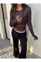 Lycra Tulle and Stone Long Sleeve Blouse Brown - 4