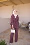 Plum Waist Tie Jacket and Trousers Set