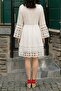 100% Cotton Tasseled Sequin Detailed Festive Dress Ecru 2 M39680 - 3