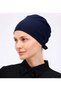 Non-Slip Bonnet Navy Blue Silicone Non-Slip Seamless Women's Hijab with Tie - 2
