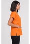Women's V-Neck Bat Sleeve Biscuit, Mildew Green, Purple, Orange Belinda Fabric Scrubs Single Top - 3
