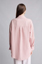 H9357Axpn634 Pink Regular Fit Checkered Wrinkled Textured Fabric Long Sleeve Coral Color Tunic - 5