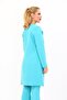 Zero Neck Straight Long Jacket-Turquoise - 4