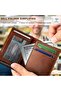 محفظة رفيعة للرجال، حامل بطاقات جلدي مزود بخاصية حجب RFID مع إغلاق مغناطيسي، تتسع لـ 12 بطاقة، ومقصورة للأوراق النقدية - 5