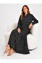 Women's Plus Size Shirt Collar Buttoned Oversize Loose Cut Summer Cotton Viscose Long Dress - 5