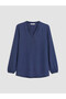 Alita City with a Difference in Price Lcw Grace Indigo Plain Collar Long Sleeve Women's Blouse - 5