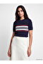 Lcw Vision Navy Blue Crew Neck Striped Women's Knitwear Sweater