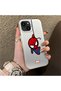 iPhone 14 Plus Compatible Silicone Edge Hard Back Case Couple Phone Case Spider Man Patterned - 3