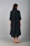 Women's Italian Cotton Pocket Embossed Embroidered Sequined Oversize Long Dress - 4