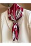 Women's 70X70 cm Burgundy Floral Patterned Satin Scarf - 2