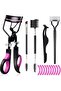 5 PCS Eyebrow Brush Kit, Eyelash Comb Separator, Lash Curler Set, Black Makeup Tools for Dai