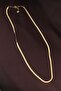 Gold Color Shiny Surface Italian Chain Necklace - 60 cm Elegant Design Thick Flat Necklace - 2