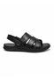 Men's Black Back-Strapped Cross-Strapped Comfortable Sole Casual 100% Genuine Leather Sandals - 2