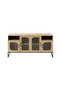 Modern Console Table Wood Design with Ribbed Glass Doors - 3