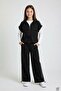 Black Girl's Zippered Zero-Sleeve Vest and Wide-Leg Bottom 3-Piece Set 24772 - 2