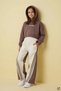 Brown Girls' Strappy Cropped Hooded Wide-Leg Striped 3-Piece Tracksuit Set 24760 - 2