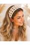 Trend Wide Weave Brown Argyle Cream Color Knitted Crown Hair Band Bohemian Women's Children's Crown - 2