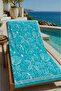 Turquoise Sea Creatures Drawing Patterned 70X150 Beach Towel - Digital Printed Bath Towel