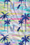 Tropical Palm and Colorful Coastline Patterned 70X150 Beach Towel - Cotton Bath Towel - 2
