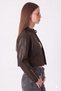 Women's Biker Crop High Collar Zippered Light Brown Leather Jacket - 3