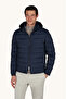 Men's Cotton Regular Fit Quilted Hooded Zippered Navy Blue Jacket